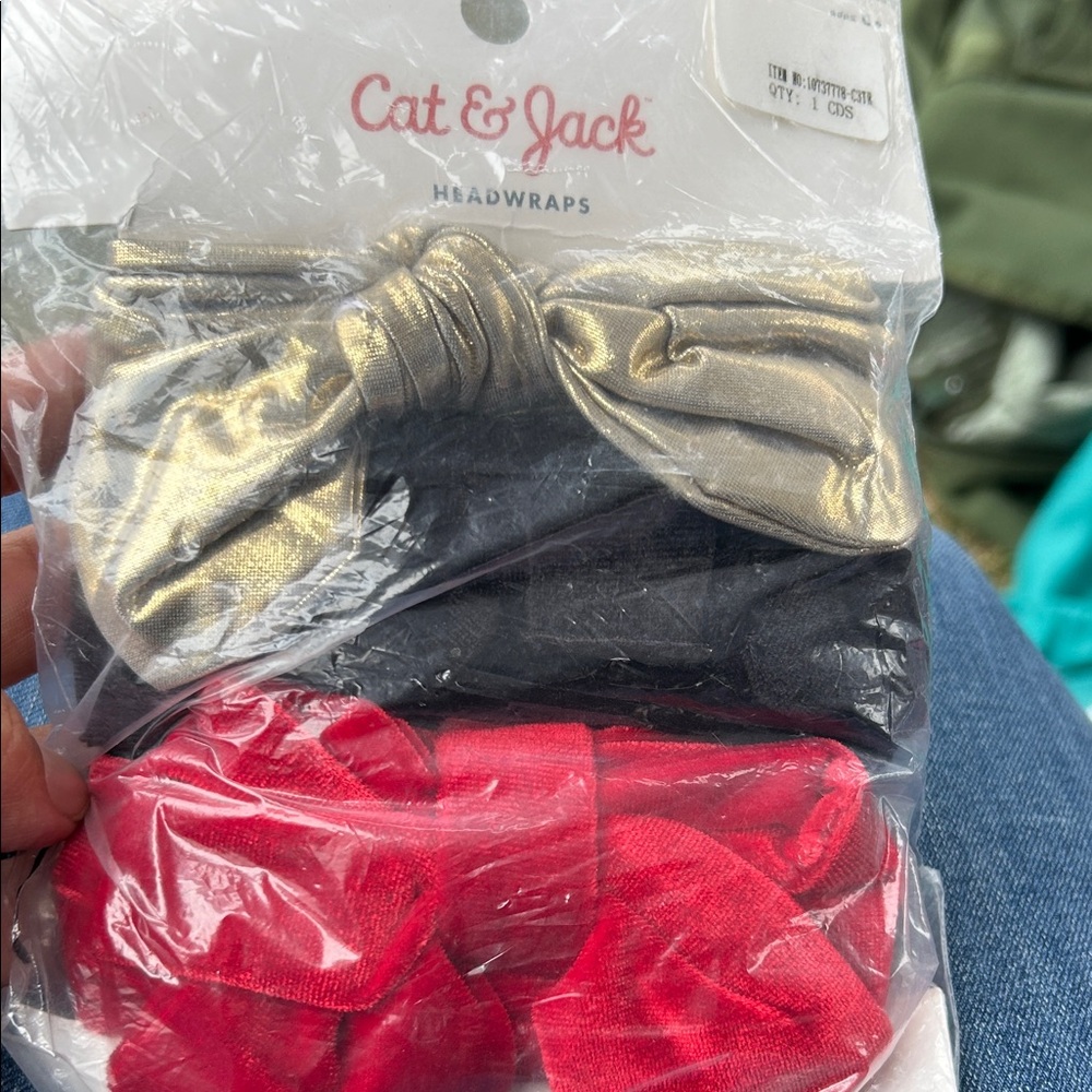 Cat & Jack Gold, Black, and Red Headwrap Set